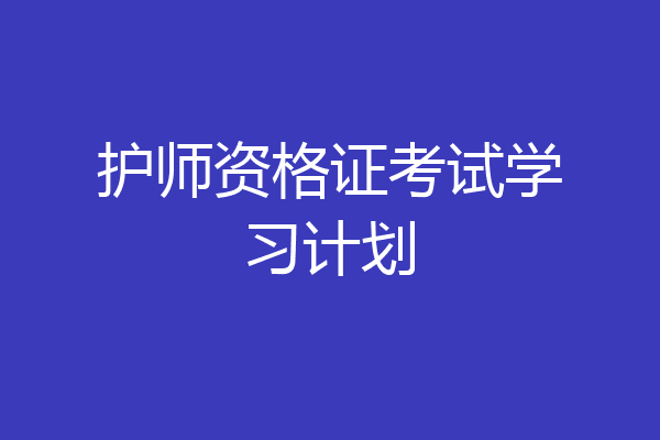 护师资格证考试学习计划