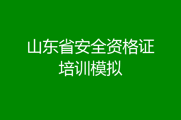 山东省安全资格证培训模拟