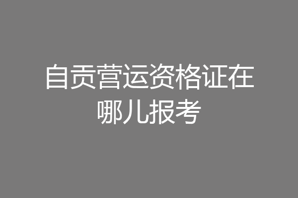 自贡营运资格证在哪儿报考