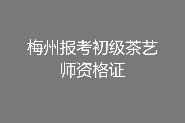 梅州报考初级茶艺师资格证