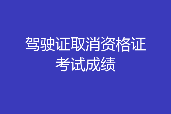 驾驶证取消资格证考试成绩