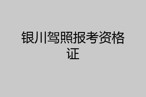 银川驾照报考资格证