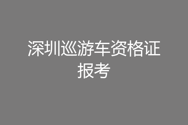 深圳巡游车资格证报考