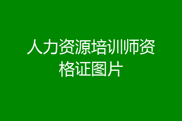 人力资源培训师资格证图片
