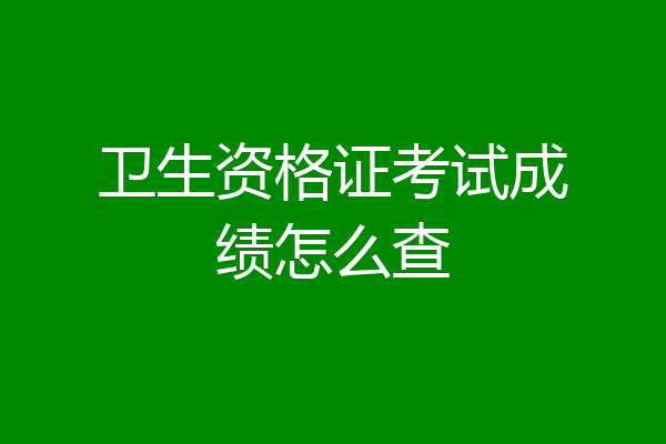卫生资格证考试成绩怎么查