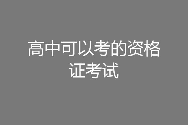 高中可以考的资格证考试