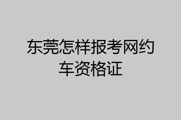 东莞怎样报考网约车资格证