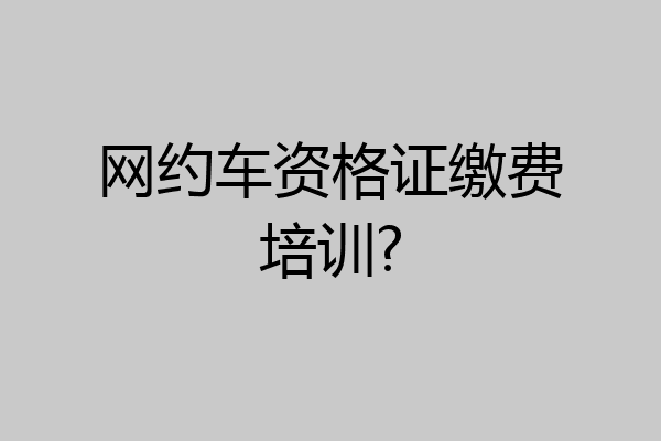 网约车资格证缴费培训?