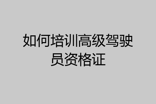 如何培训高级驾驶员资格证