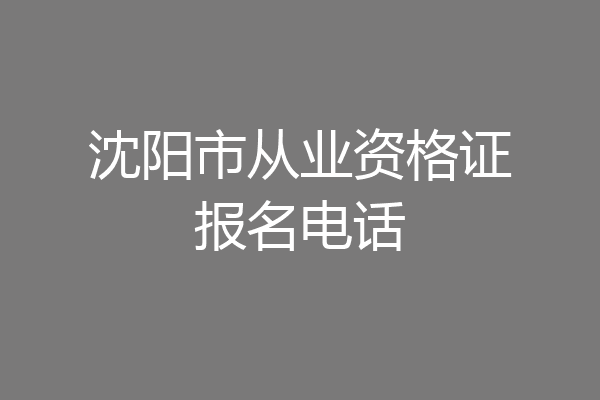 沈阳市从业资格证报名电话