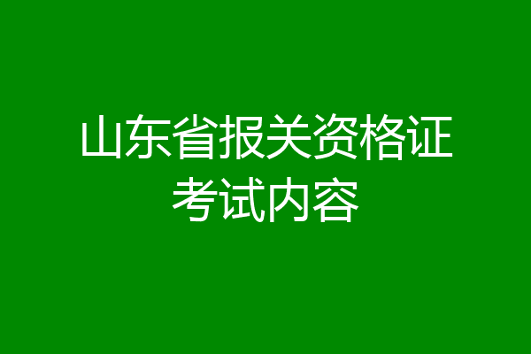 山东省报关资格证考试内容