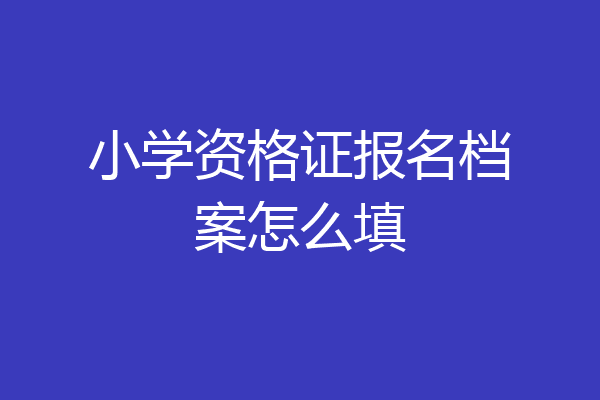 小学资格证报名档案怎么填