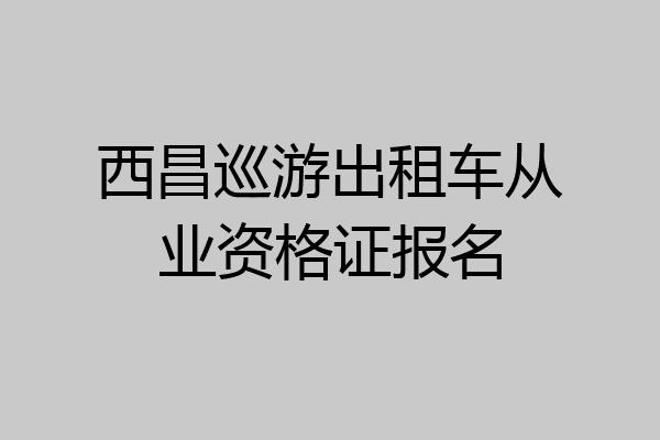 西昌巡游出租车从业资格证报名