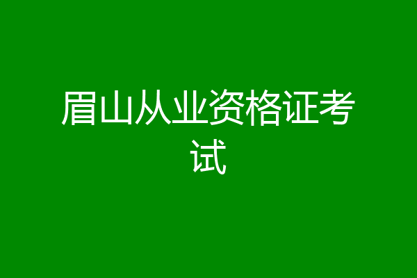 眉山从业资格证考试