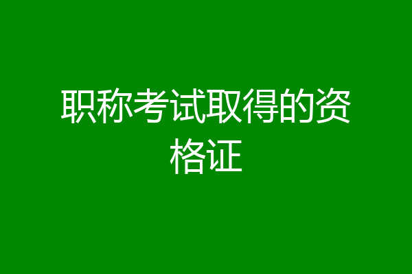 职称考试取得的资格证