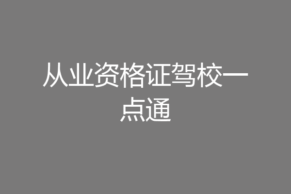 从业资格证驾校一点通