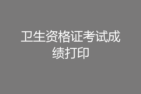 卫生资格证考试成绩打印