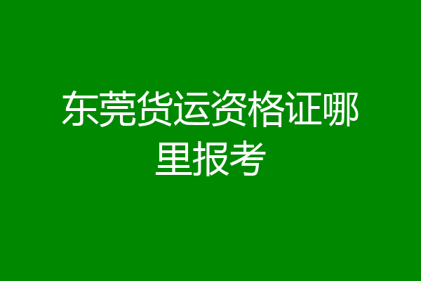 东莞货运资格证哪里报考