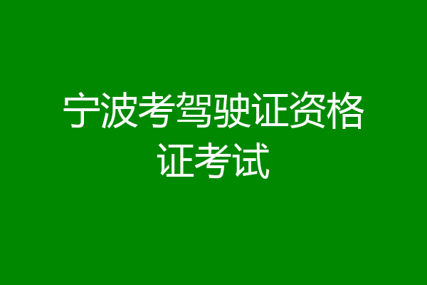宁波考驾驶证资格证考试