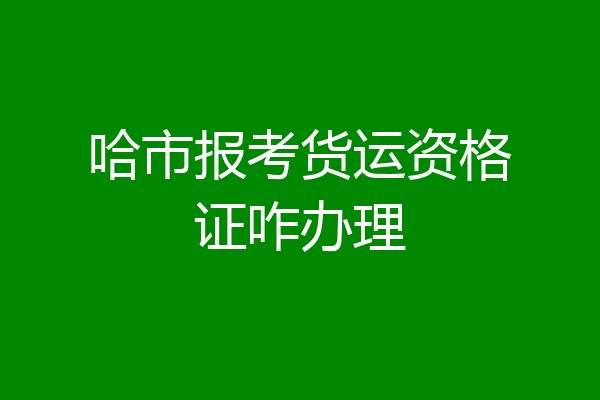 哈市报考货运资格证咋办理