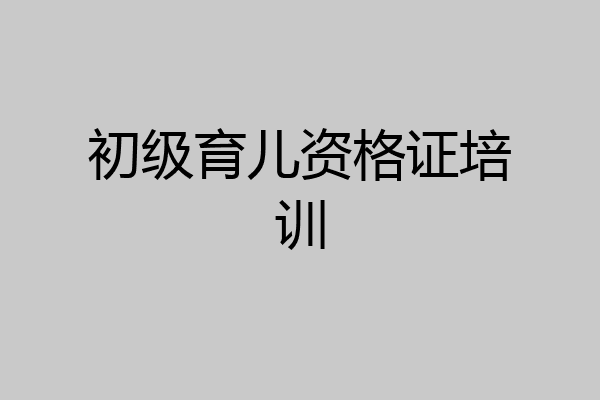 初级育儿资格证培训