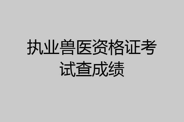 执业兽医资格证考试查成绩
