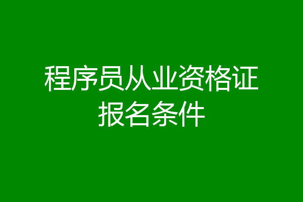 程序员从业资格证报名条件