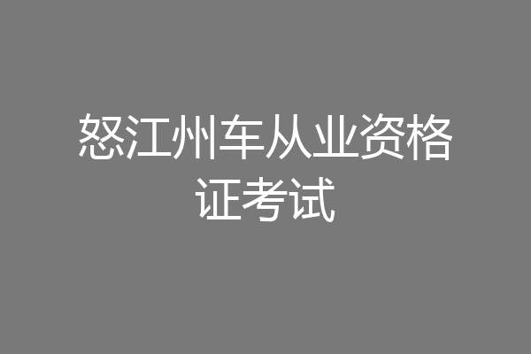 怒江州车从业资格证考试