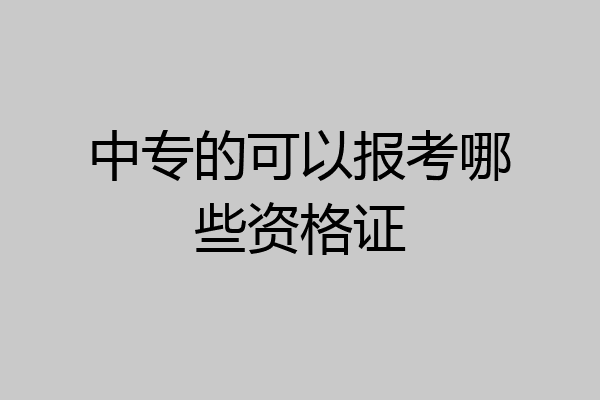 中专的可以报考哪些资格证