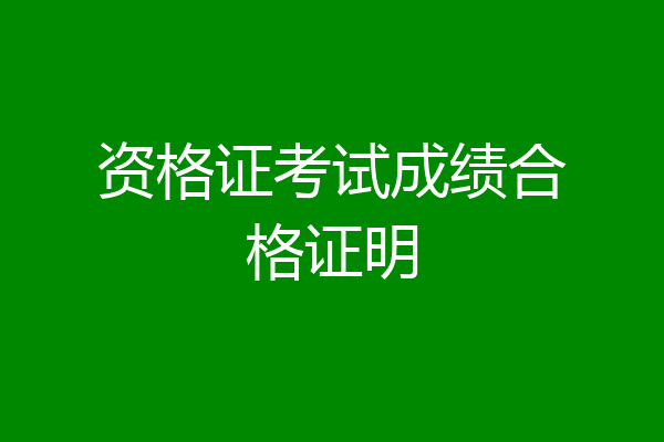 资格证考试成绩合格证明