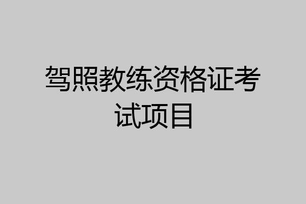 驾照教练资格证考试项目