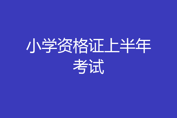 小学资格证上半年考试