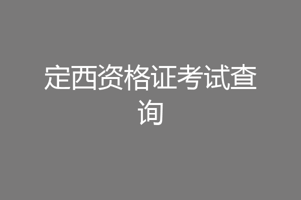 定西资格证考试查询