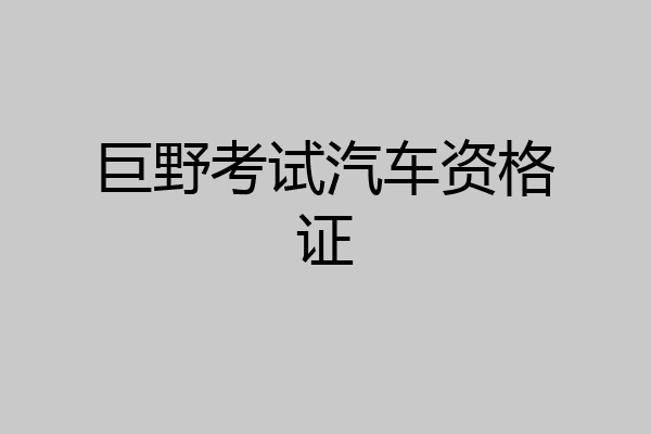 巨野考试汽车资格证