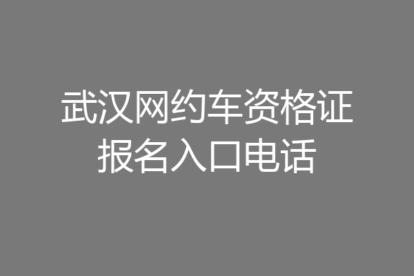 武汉网约车资格证报名入口电话
