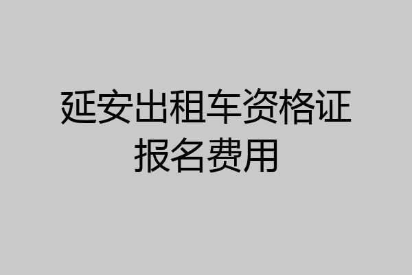 延安出租车资格证报名费用