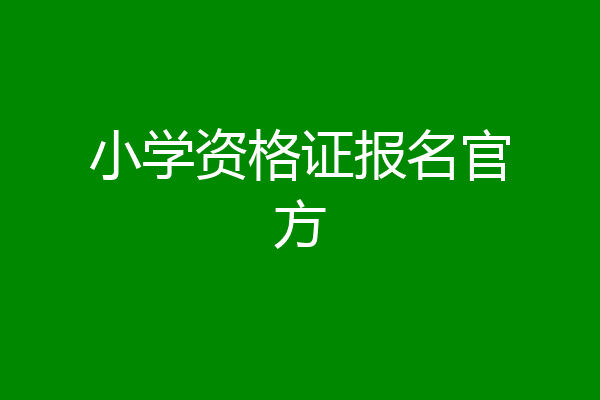 小学资格证报名官方