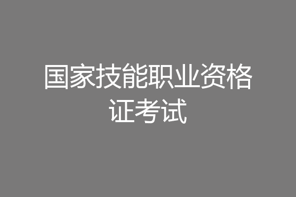 国家技能职业资格证考试