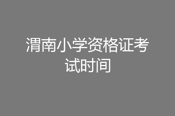 渭南小学资格证考试时间