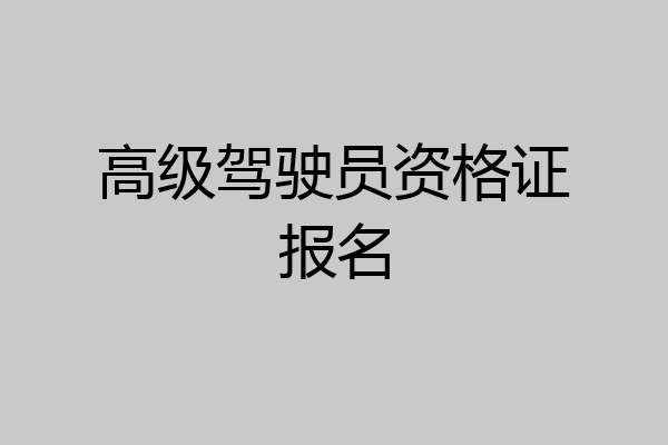 高级驾驶员资格证报名