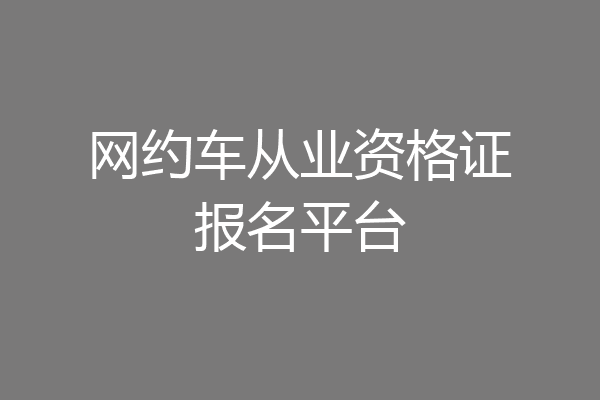 网约车从业资格证报名平台