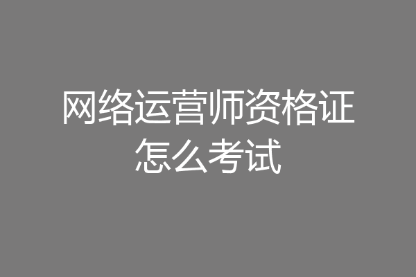 网络运营师资格证怎么考试