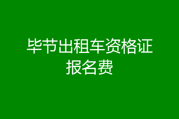 毕节出租车资格证报名费