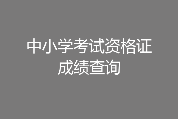 中小学考试资格证成绩查询