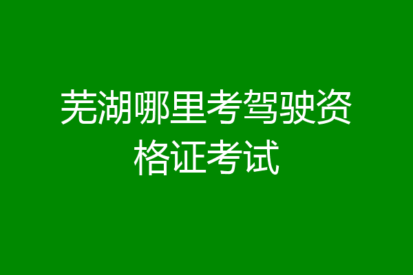 芜湖哪里考驾驶资格证考试