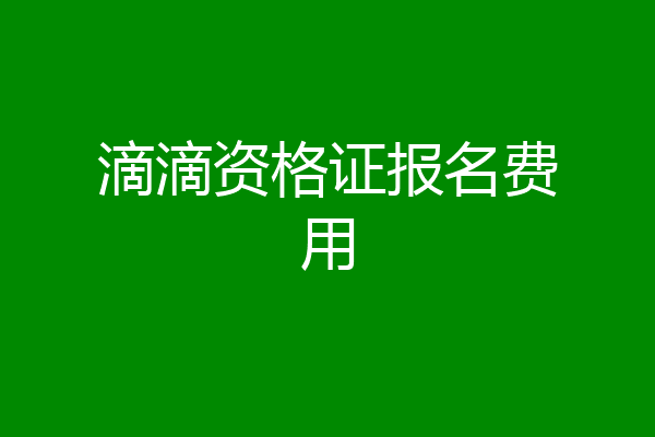滴滴资格证报名费用