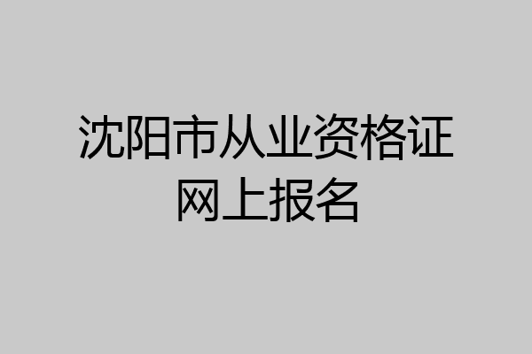 沈阳市从业资格证网上报名