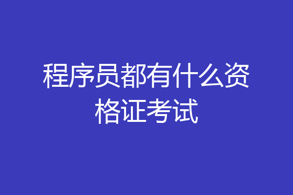 程序员都有什么资格证考试