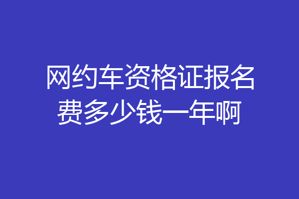 网约车资格证报名费多少钱一年啊