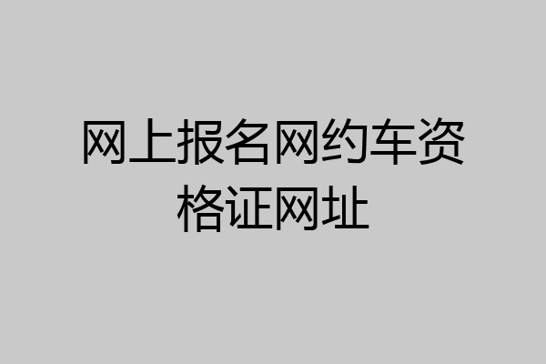 网上报名网约车资格证网址
